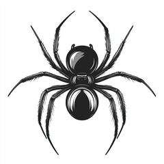 Obraz premium Close-up. Flat illustration of black spider on white background.