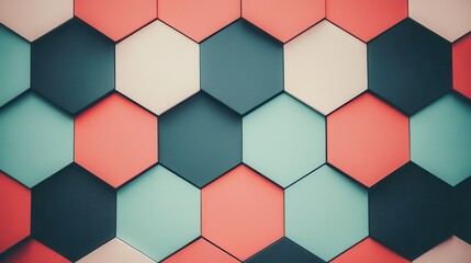 Colorful Hexagonal Pattern of Geometric Tiles in Modern Interior Design