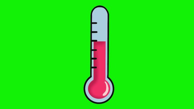increased temperature thermometer loop animation on green background