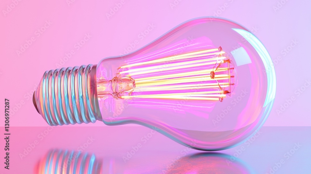 Aufkleber 3d rendering of a light bulb. the bulb is round and has a filament-like shape. it is placed on a pin