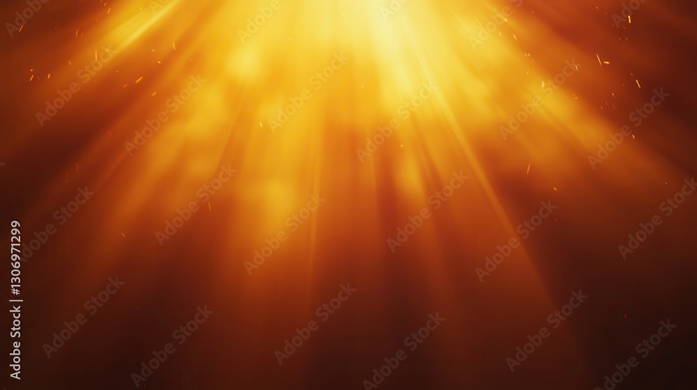 Poster warm glowing light rays spreading across dark background creating atmosphere