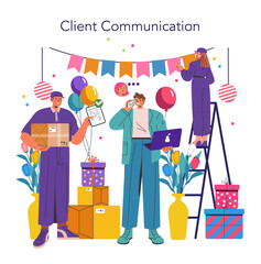 Event Agency. Flat Vector Illustration