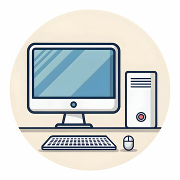 A PC icon represents a personal computer, often used to signify a desktop, application,