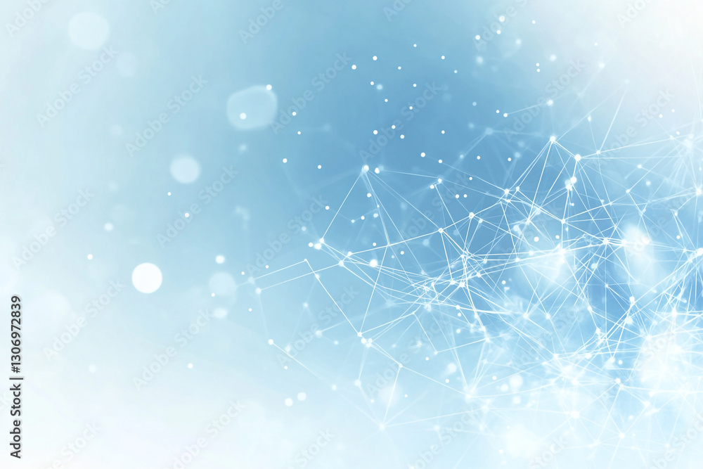 Poster abstract blue network background with light dots and lines digital technology connection concept web