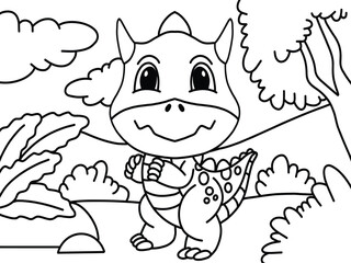 Coloring Book Dino Cartoon