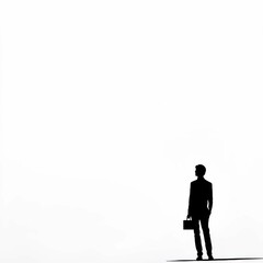 Silhouette of a business professional on white background.