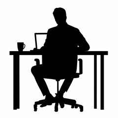 Silhouette of a business professional on white background.