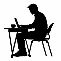 Silhouette of a business professional on white background.