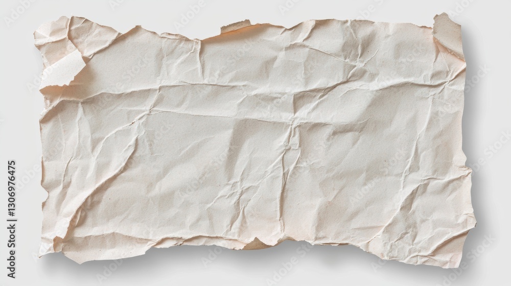 Poster close-up of a piece of crumpled paper. the paper appears to be beige in color and has a slightly wri