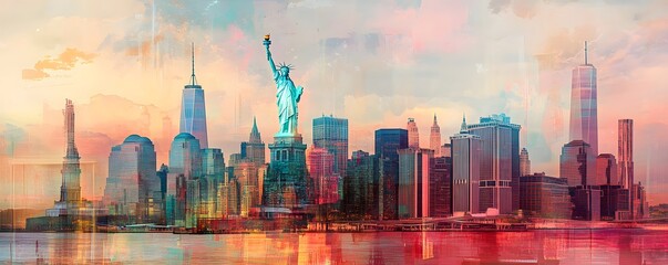 Beautiful cityscape showcasing the iconic Statue of Liberty in New York