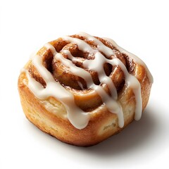 Fototapeta premium Glazed cinnamon roll, bakery treat, white background, studio shot, food photography