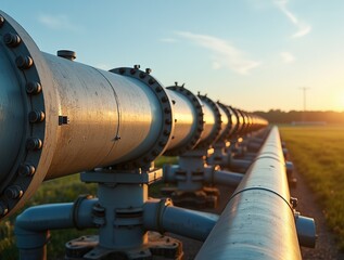 Gas pipeline in a summer landscape outdoor
