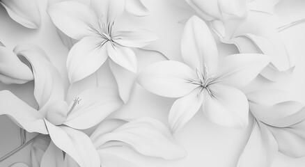 Elegant Arrangement of White Flowers in Minimalist Monochrome Style