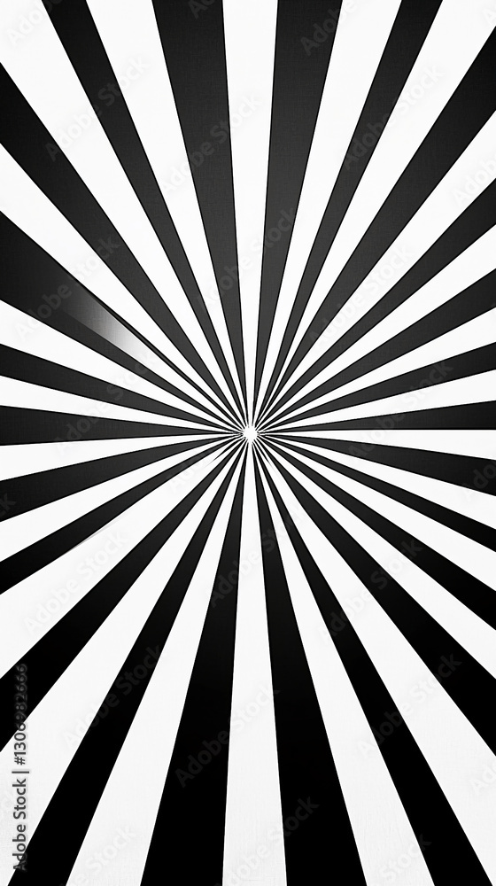 Aufkleber abstract black and white radial stripes converging at center, creating dynamic visual effect, suitab