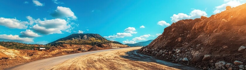 Scenic Landscape View of Curved Road Against Mountain and Sky