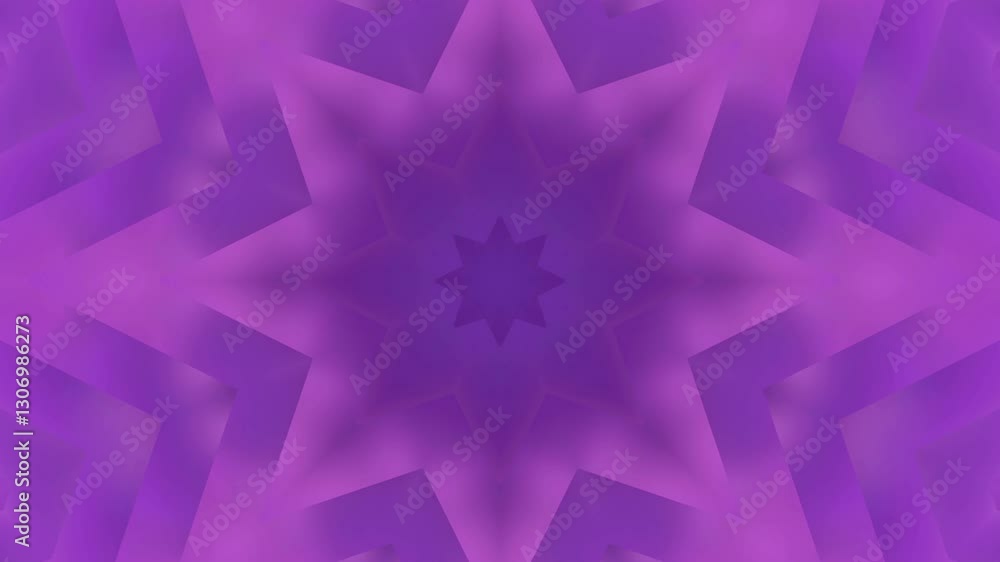 Poster loopable purple abstract star shaped mandala – kaleidoscopic geometric patterns in a hypnotic, mesme