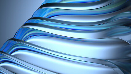 Luxurious curve abstract background drawn with blue purple chrome refraction water-like curves