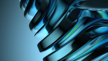 Blue purple chrome refraction water-like modern curve luxury artistic abstract background