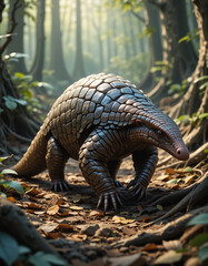 Fototapeta premium Armored Guardian: The Mysterious and Resilient Pangolin