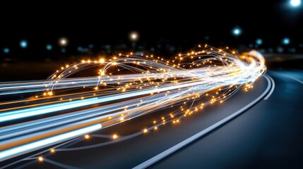 Futuristic Light Trails & Network, Abstract Speed