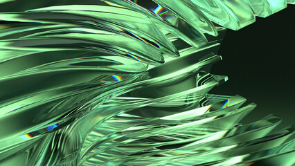 Emerald crystal glass jewel-like contemporary curve luxury art abstract background