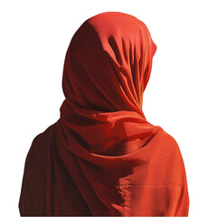 Woman in Orange Hijab, Back View, Artistic Portrait