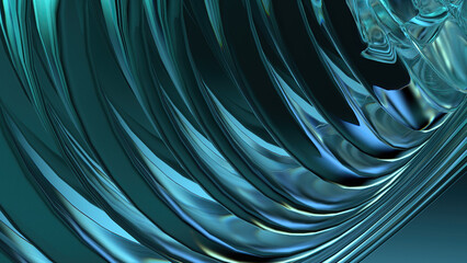 Luxury abstract background made of blue crystal glass icy modern art curves