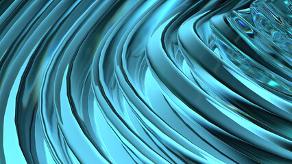 Luxurious curve abstract background drawn with blue crystal glass icy curves