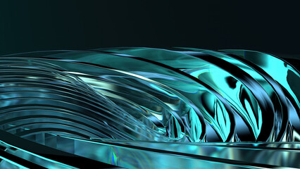 Blue crystal glass icy modern art luxury curve abstract background