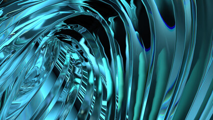 Delicate modern art abstract background made of blue crystal glass icy curves