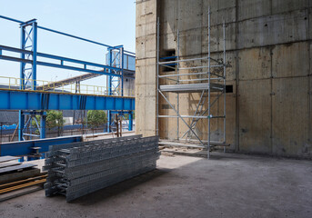 Scaffolding in the iron and steel factory.