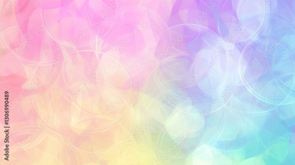 Poster colorful abstract artwork with overlapping circles and soft hues
