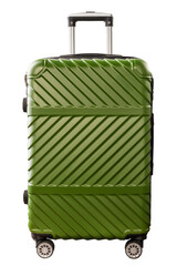 Modern green hard-shell suitcase with a stylish diagonal pattern, retractable handle, and durable wheels. Ideal for travel, business trips, and vacations. Lightweight and impact-resistant design.