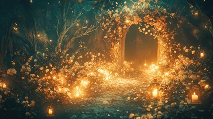 Enchanted Forest Pathway at Night