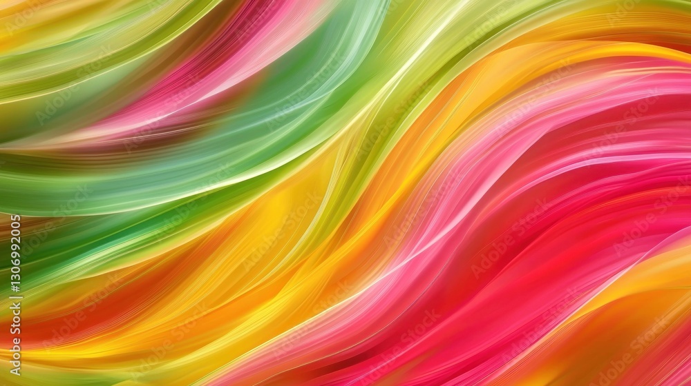 Poster colorful abstract flowing lines and curves with smooth transitions between hues