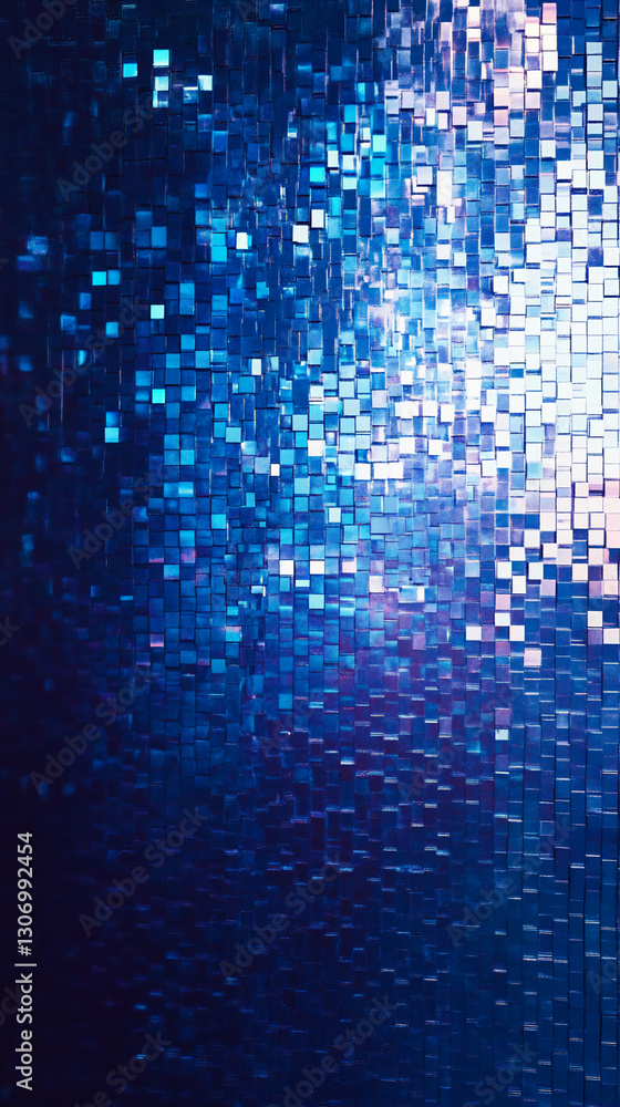 Poster Abstract blue mosaic texture, creating a shimmering and deep visual effect, showcasing a modern and elegant design suitable for various applications, like background or wallpaper