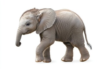 Obraz premium A chubby baby elephant with round, wobbly legs, isolated.