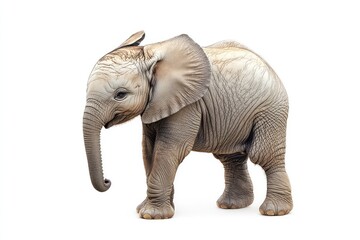 Obraz premium A chubby baby elephant with round, wobbly legs, isolated.