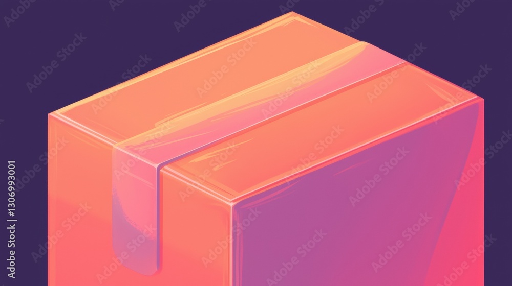 Poster 3d rendering of a cube. the cube is made up of two layers, with the top layer being orange and the b