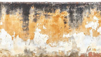 Obraz premium Weathered Ochre Wall Texture, Exterior, Decaying Plaster, Background, Design