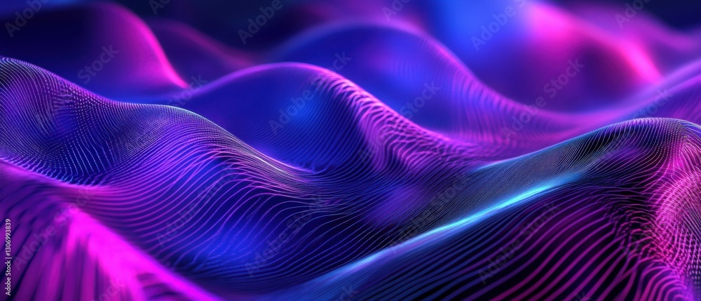 Aufkleber abstract purple and blue wave pattern with glowing lines, creating a futuristic and dynamic backgrou