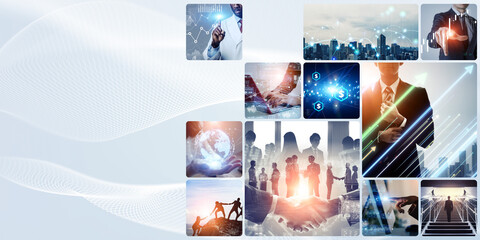 Collage of various business images - Horizontal visuals for banners and advertisements