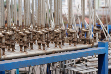 Metal gas pipe tip for tube in the factory.