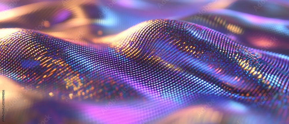 Poster wavy, shimmering dotted surface with changing colors for an abstract background
