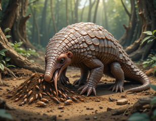 Obraz premium Armored Guardian: The Mysterious and Resilient Pangolin