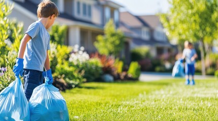 Community Cleanup: Children actively participate in a neighborhood cleanup initiative, working together to maintain a clean and beautiful community.