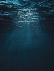 Underwater sunlight beams, ocean deep, dark blue, background texture