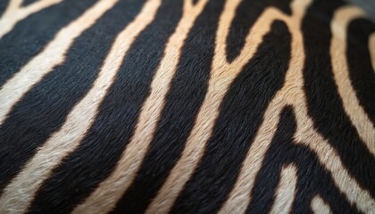 Zebra skin fur background. Black and white stripes pattern. Wild animal print. Exotic mammal with striped coat. Nature wallpaper. African wildlife safari theme. Zebra stripes backdrop.
