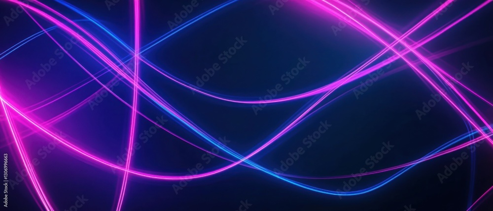 Aufkleber abstract neon light trails background with vibrant pink and blue glowing lines creating a dynamic an