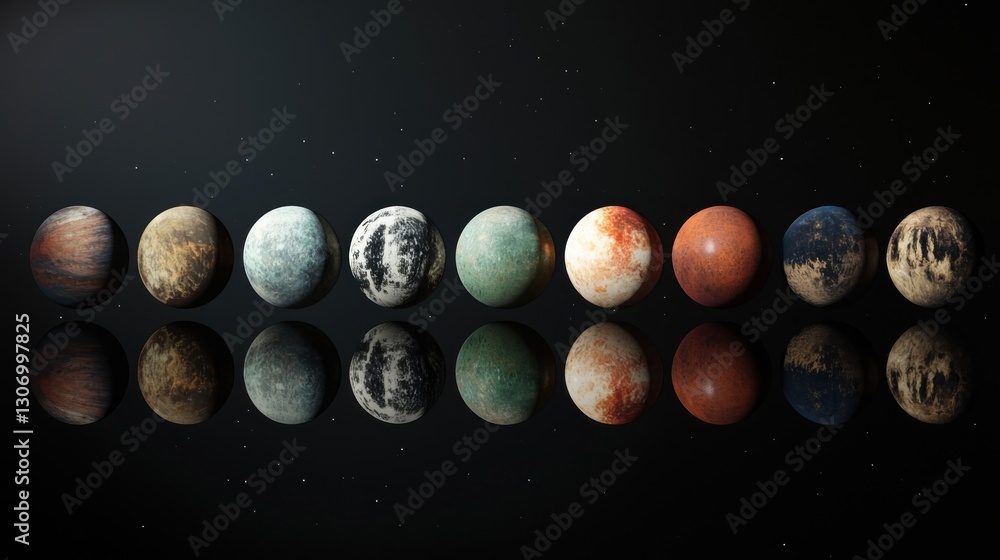 Aufkleber a selection of colorful planets float in the cosmic vastness of space